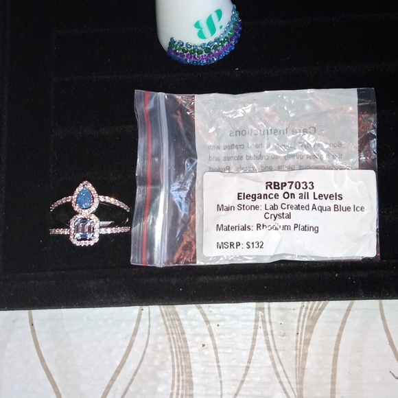 Elegance on all levels lab created aqua Blue ice Crystal ring size 10 - Picture 5 of 5
